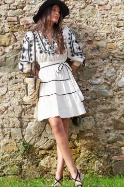 Poplin Dress With Embroidery Amalie | Natural... | Scarlett Poppies | Little Soho