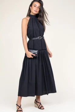 Poplin Maxi Dress Rhodos | Black... | March23 | Little Soho