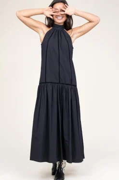 Poplin Maxi Dress Rhodos | Black... | March23 | Little Soho