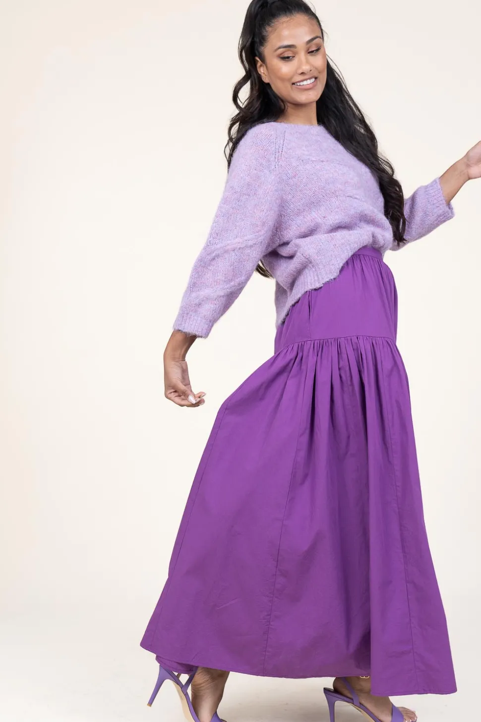 Poplin Maxi Skirt Pop | Purple... | Antik Batik | Little Soho