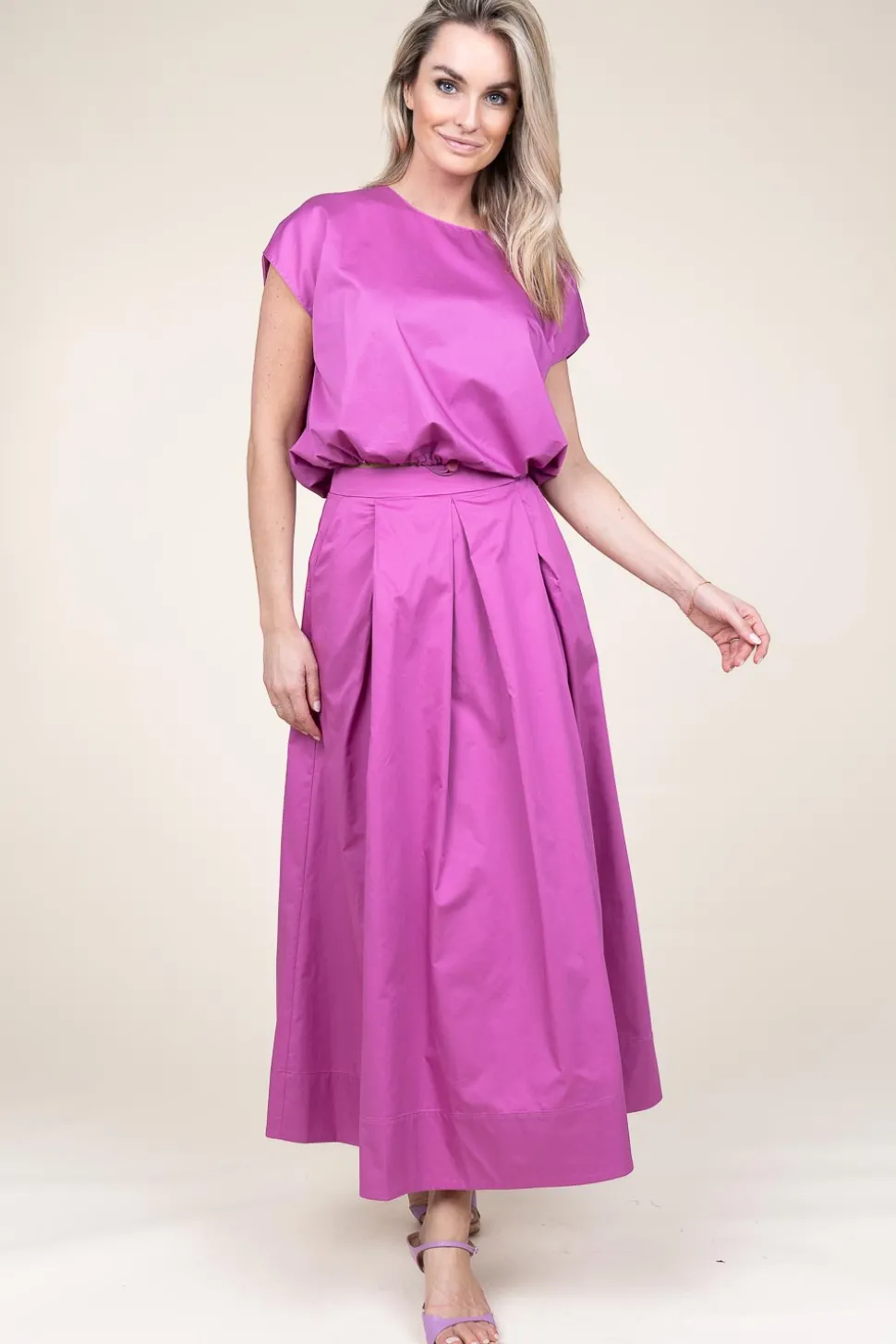 Poplin Maxi Skirt With Pockets Kelly | Fuchsia Purple... | Devotion | Little Soho