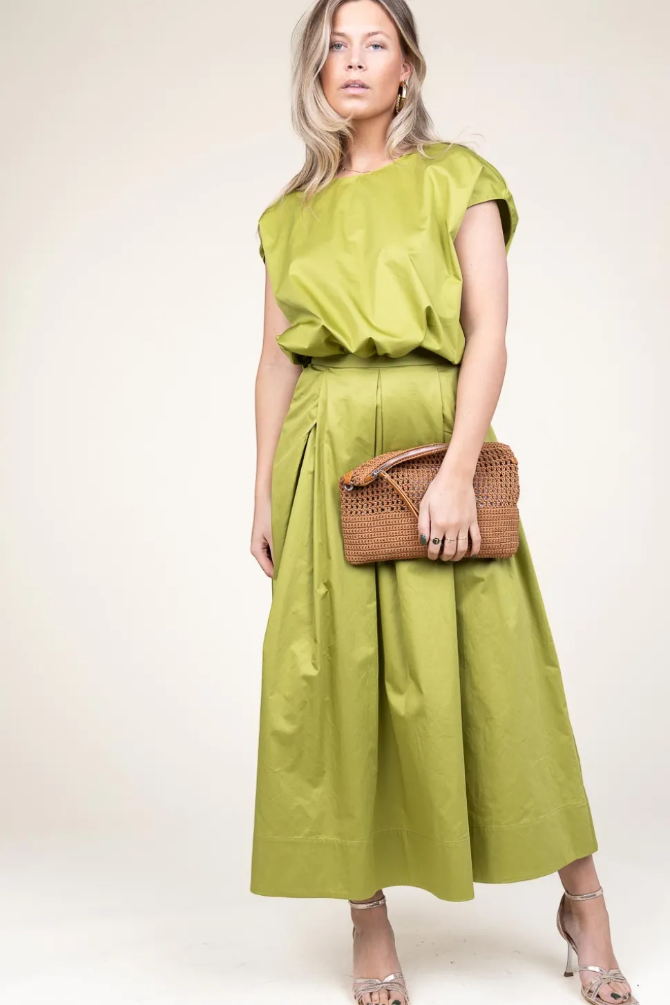 Poplin Maxi Skirt With Pockets Kelly | Green... | Devotion | Little Soho