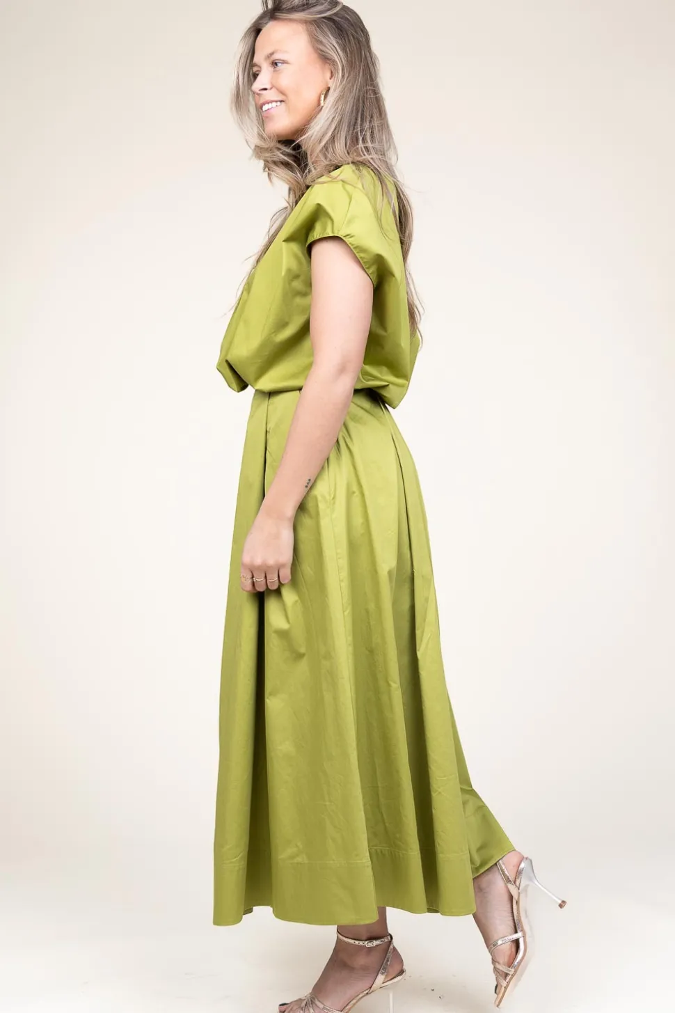 Poplin Maxi Skirt With Pockets Kelly | Green... | Devotion | Little Soho