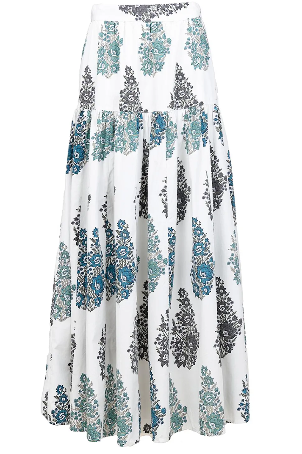 Poplin Maxi Skirt With Print Muguet | White... | Antik Batik | Little Soho