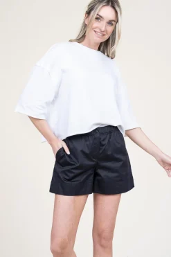 Poplin Short With Elastic Waistband Despoina | Black... | Devotion | Little Soho