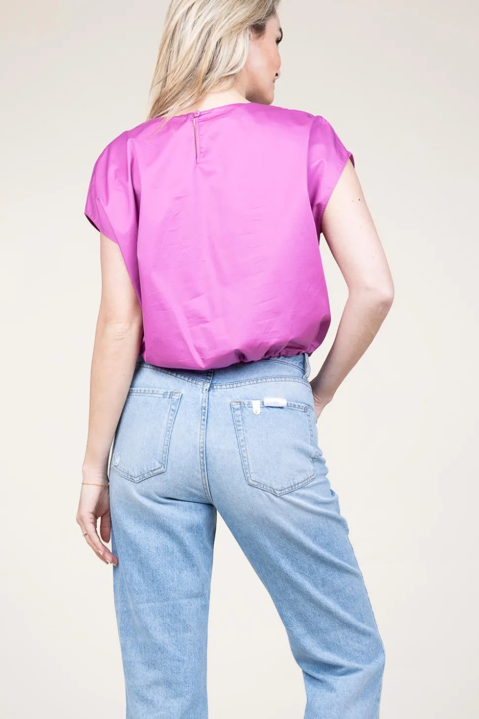 Poplin Top With Elastic Band Lanthi | Fuchsia Purple... | Devotion | Little Soho