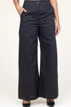 Poplin Wide Leg Trousers Johan | Black... | Suncoo | Little Soho