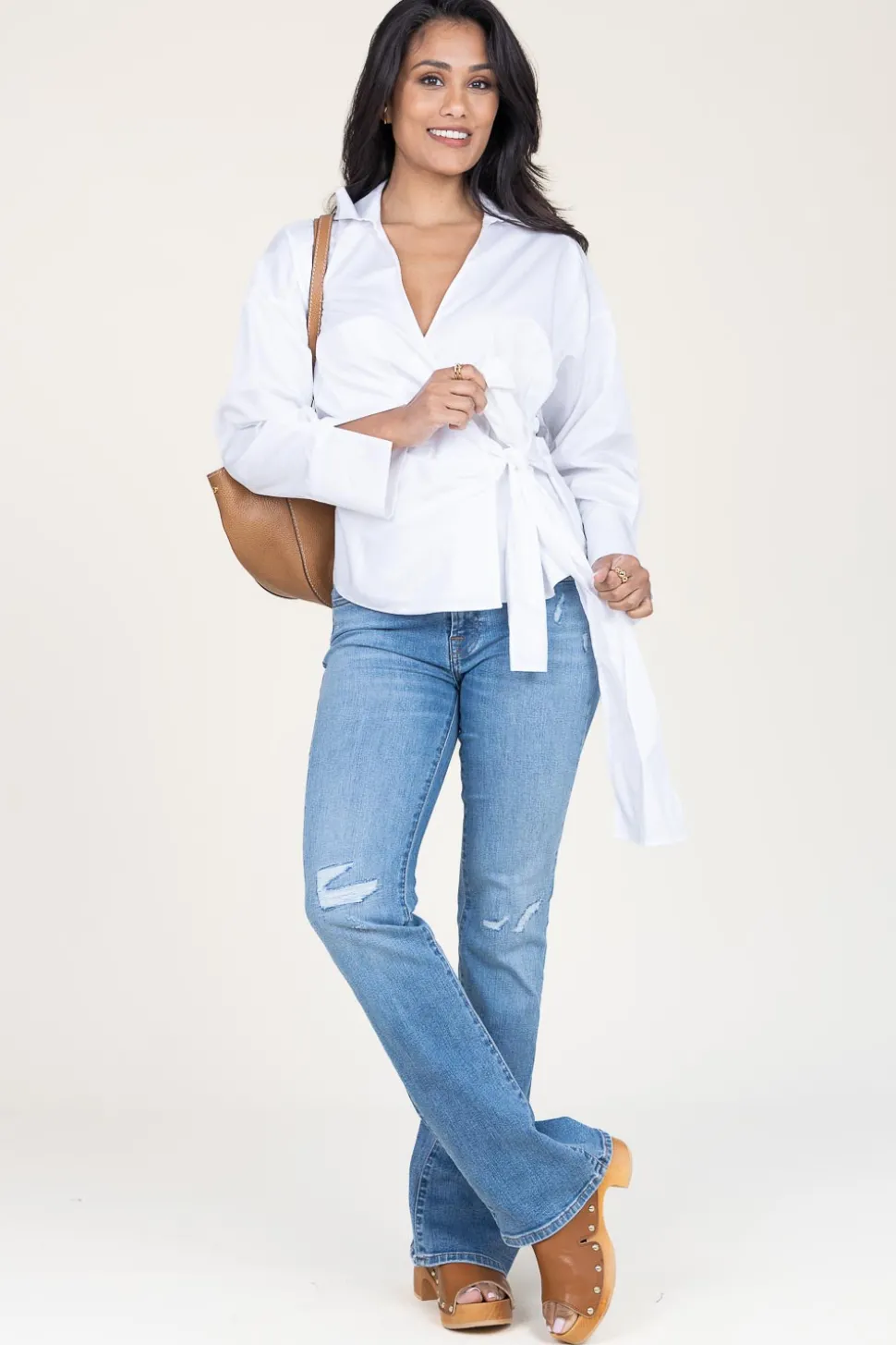 Poplin Wrap Top Ramona | White... | Devotion | Little Soho