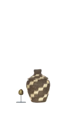 Printed Rattan Basket Billy - Small | Black & White... | Little Soho Living | Little Soho