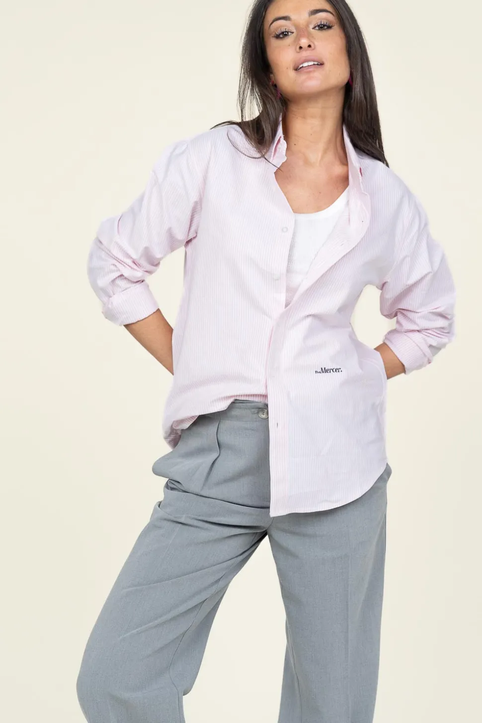 Recycled Cotton Blouse The Oxford | Pink... | Mercer | Little Soho
