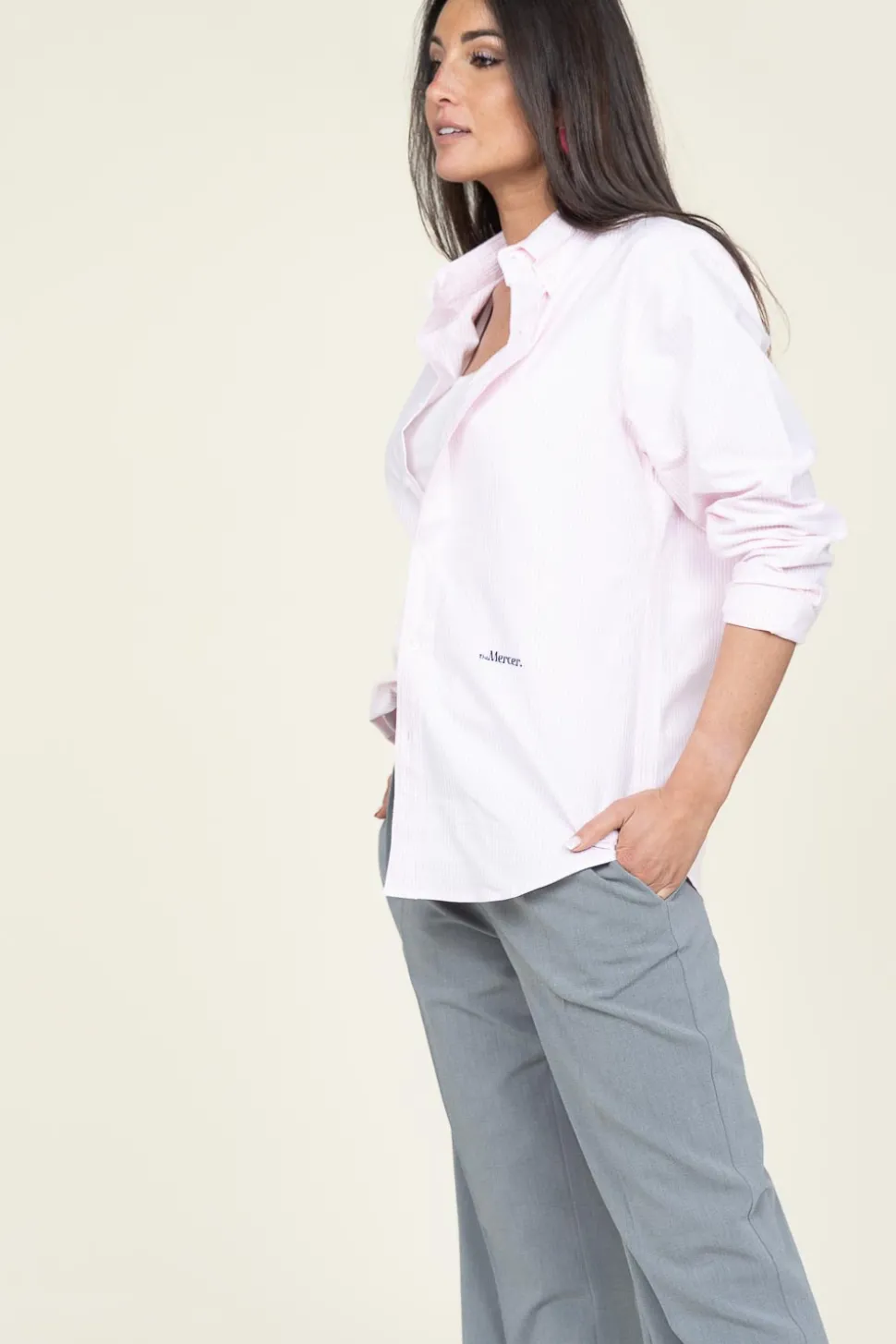 Recycled Cotton Blouse The Oxford | Pink... | Mercer | Little Soho