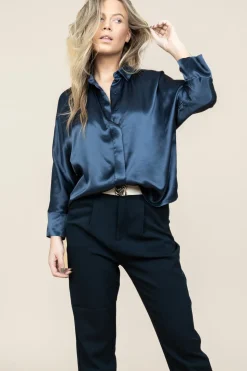Satin Blouse Maia | Blue... | Greek Archaic Kori | Little Soho