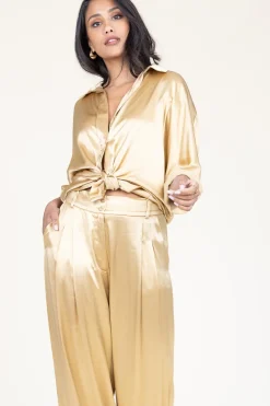 Satin Blouse Maia | Gold... | Greek Archaic Kori | Little Soho