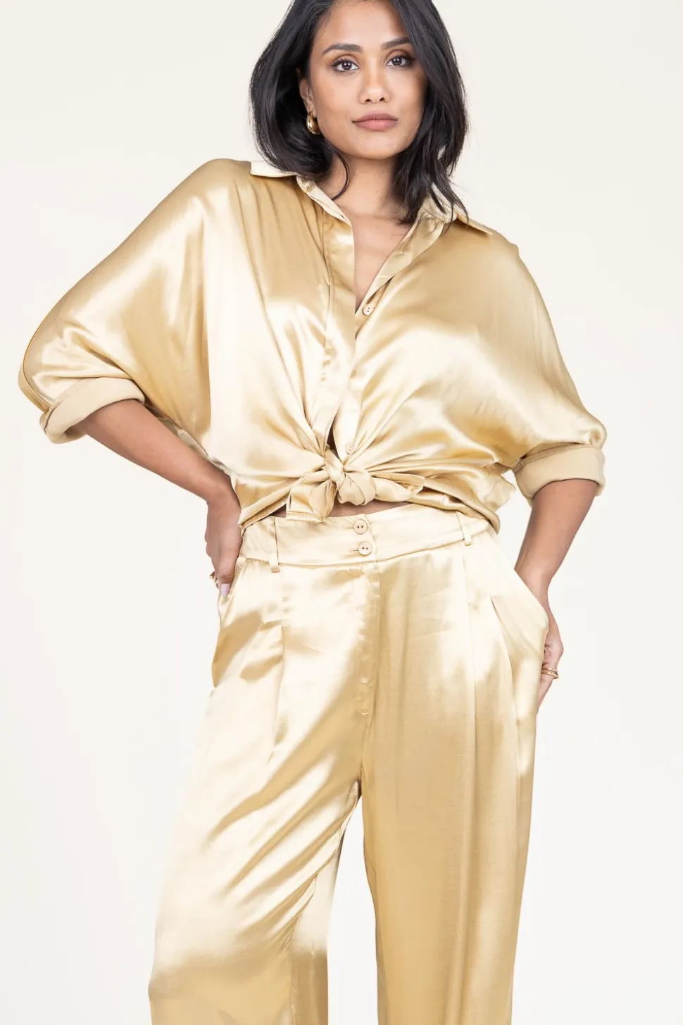 Satin Blouse Maia | Gold... | Greek Archaic Kori | Little Soho