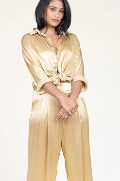 Satin Blouse Maia | Gold... | Greek Archaic Kori | Little Soho