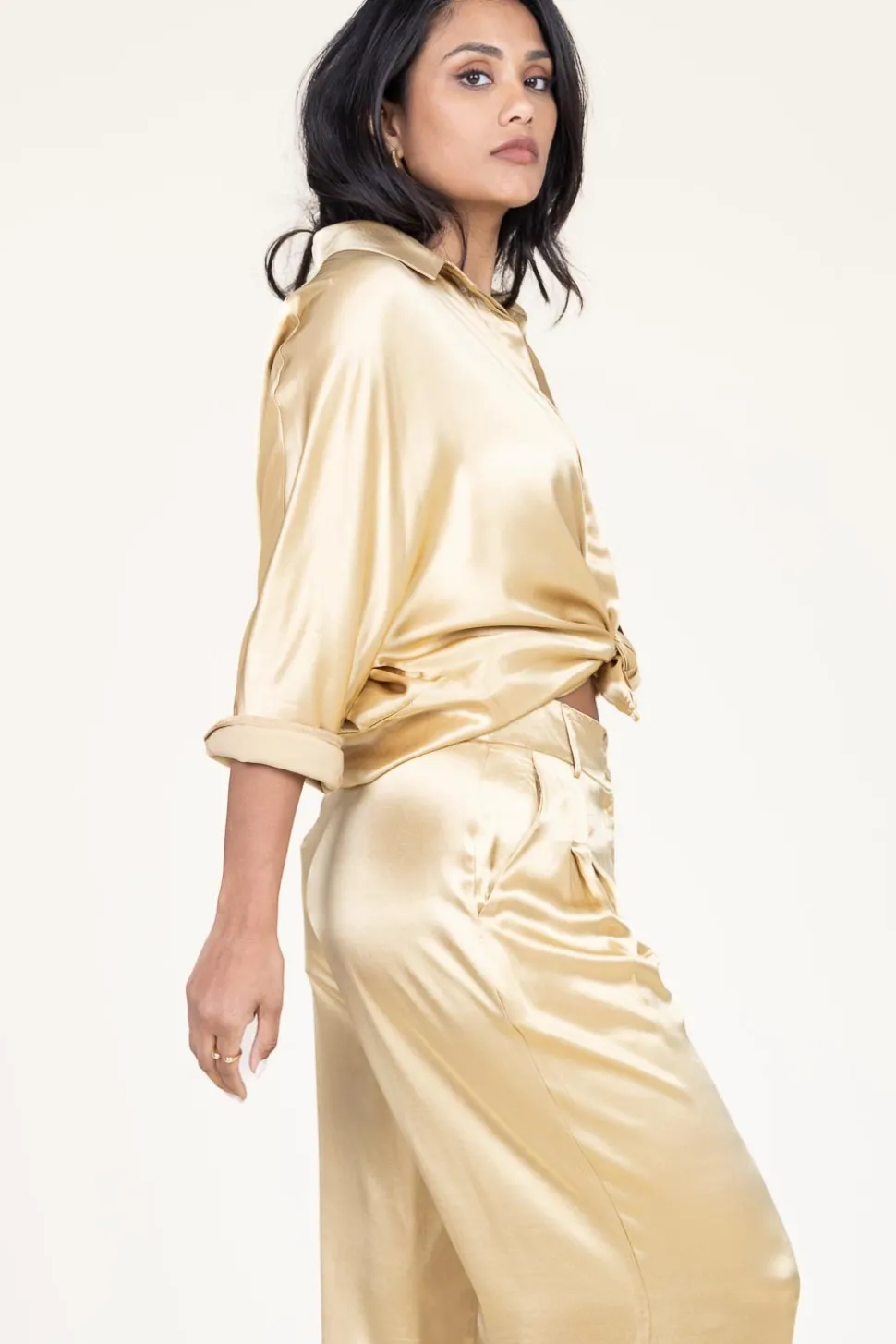 Satin Blouse Maia | Gold... | Greek Archaic Kori | Little Soho