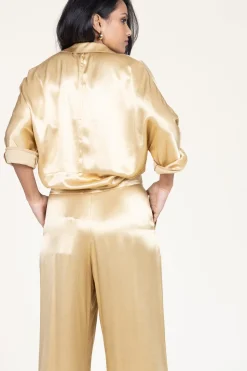 Satin Blouse Maia | Gold... | Greek Archaic Kori | Little Soho