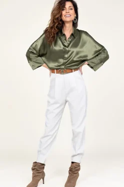 Satin Blouse Maia | Green... | Greek Archaic Kori | Little Soho