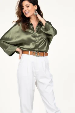 Satin Blouse Maia | Green... | Greek Archaic Kori | Little Soho