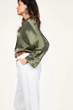 Satin Blouse Maia | Green... | Greek Archaic Kori | Little Soho
