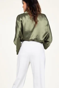 Satin Blouse Maia | Green... | Greek Archaic Kori | Little Soho
