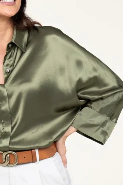 Satin Blouse Maia | Green... | Greek Archaic Kori | Little Soho