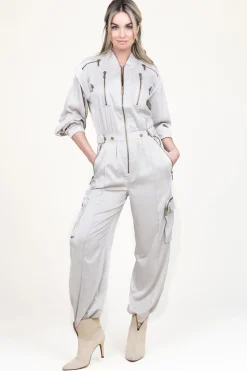 Satin Cargo Jumpsuit Vianna | Natural... | Copenhagen Muse | Little Soho
