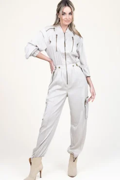 Satin Cargo Jumpsuit Vianna | Natural... | Copenhagen Muse | Little Soho