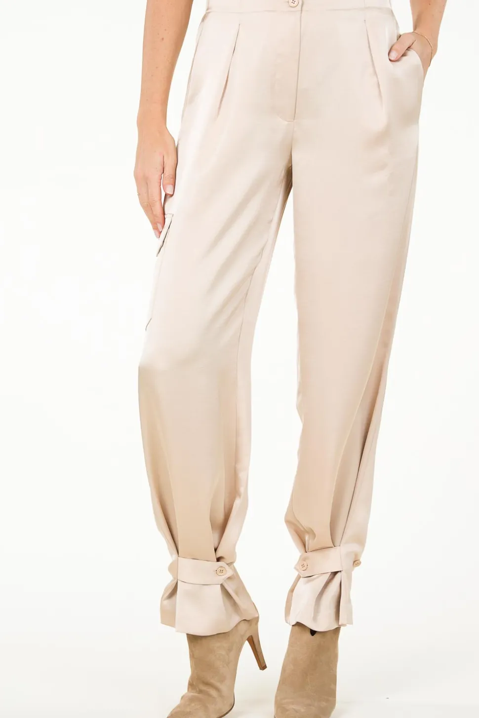 Satin Cargo Pants Harlow | Beige... | Dante 6 | Little Soho