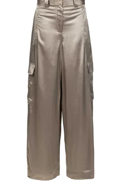 Satin Cargo Trousers Silma | Green... | Mes Demoiselles | Little Soho