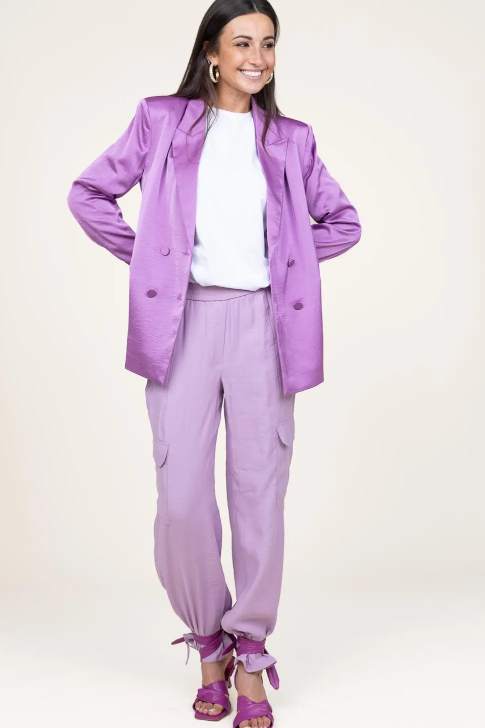 Satin Double-Breasted Blazer Sevigny | Purple... | Dante 6 | Little Soho