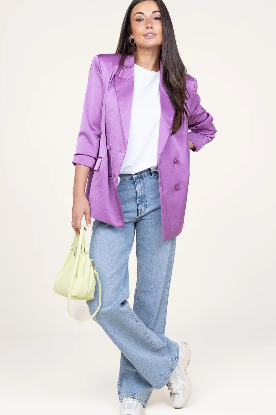 Satin Double-Breasted Blazer Sevigny | Purple... | Dante 6 | Little Soho