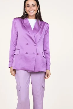 Satin Double-Breasted Blazer Sevigny | Purple... | Dante 6 | Little Soho
