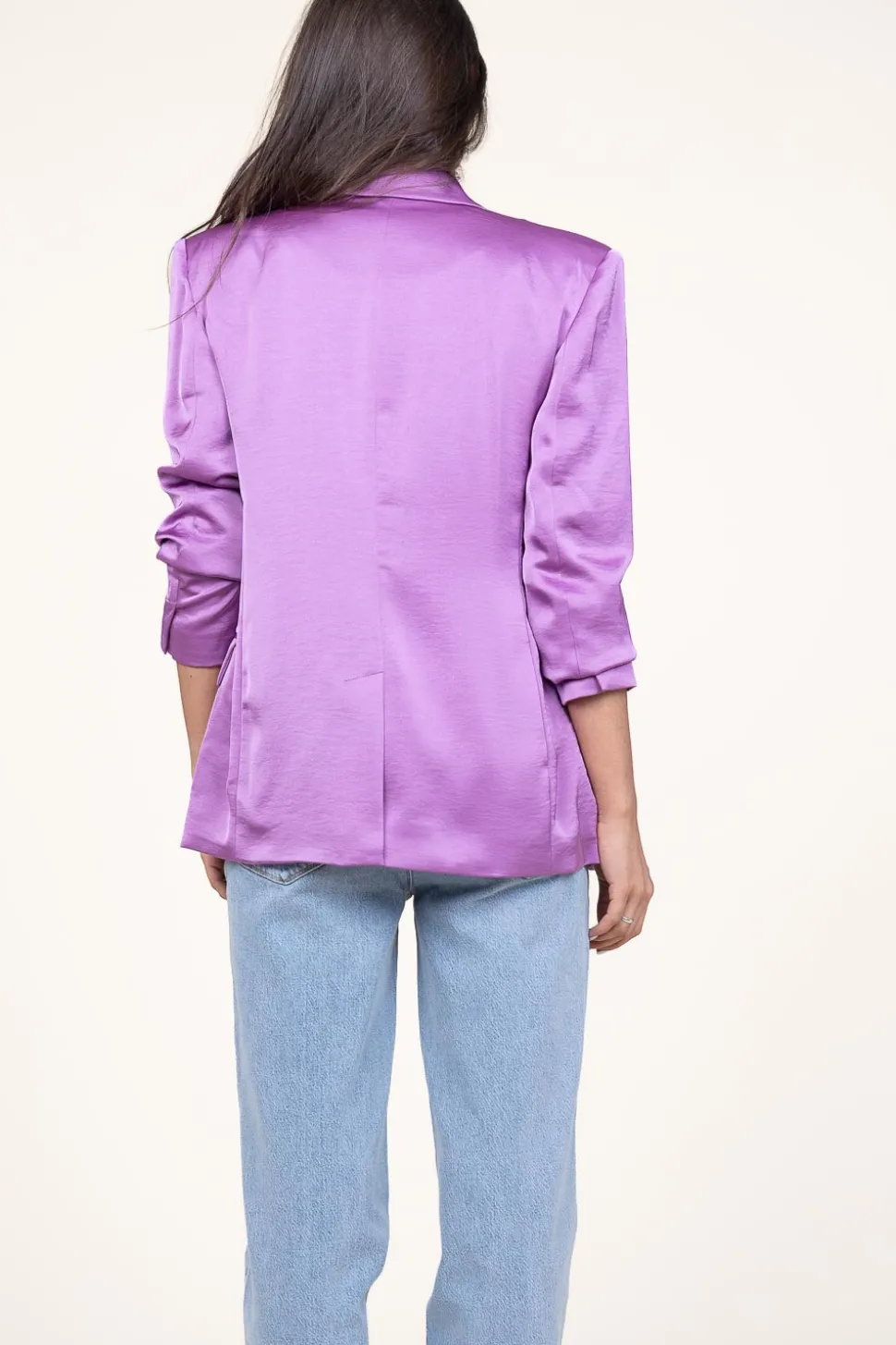 Satin Double-Breasted Blazer Sevigny | Purple... | Dante 6 | Little Soho