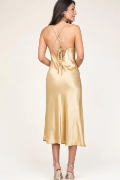 Satin Dress Zena | Gold... | Greek Archaic Kori | Little Soho
