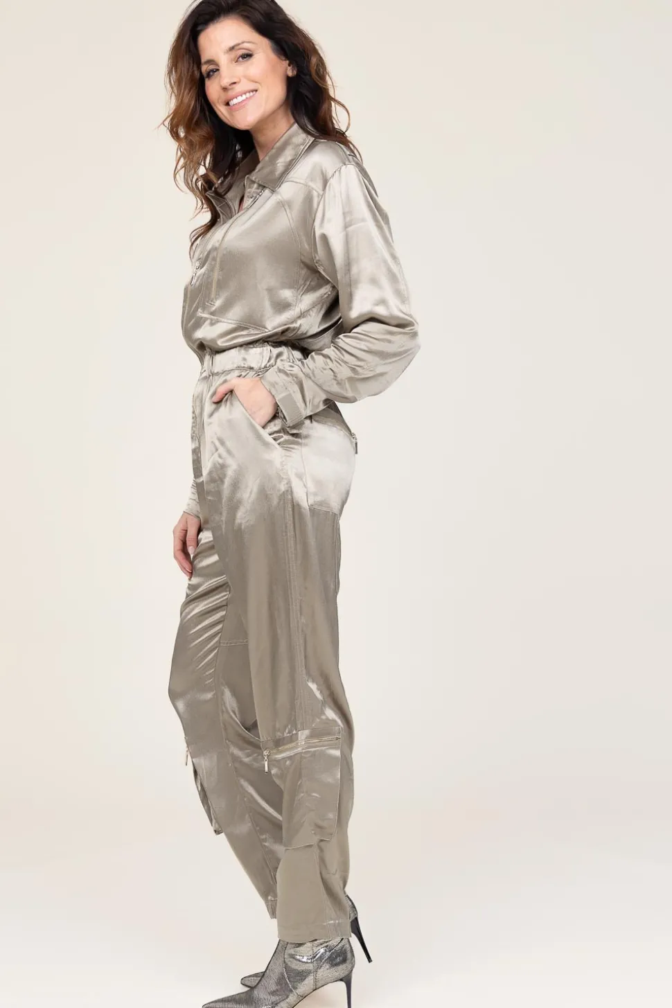 Satin Jumpsuit Silim | Green... | Mes Demoiselles | Little Soho