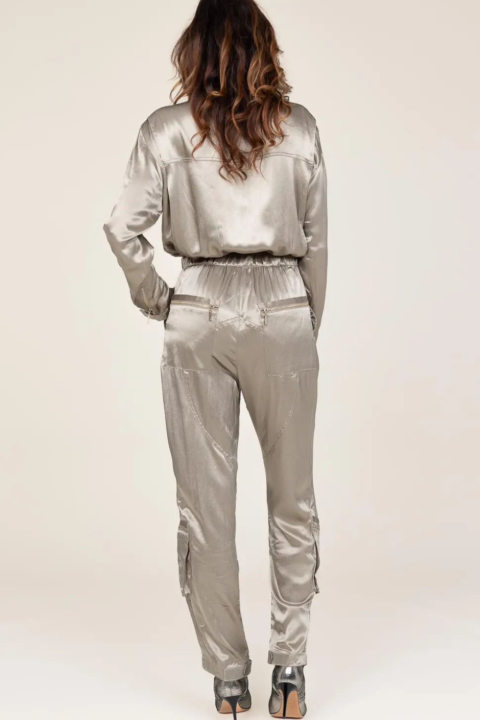 Satin Jumpsuit Silim | Green... | Mes Demoiselles | Little Soho