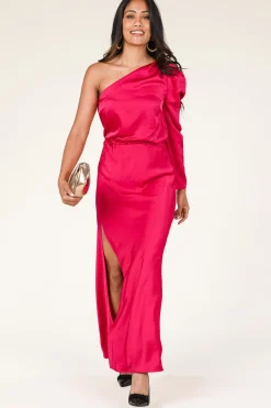 Satin One-Shoulder Dress Penrith | Pink... | Dante 6 | Little Soho