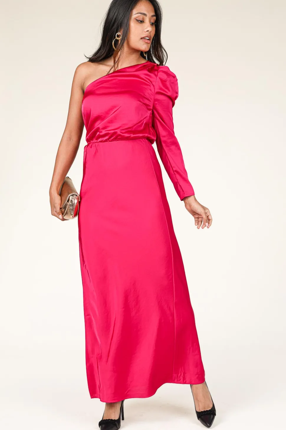 Satin One-Shoulder Dress Penrith | Pink... | Dante 6 | Little Soho
