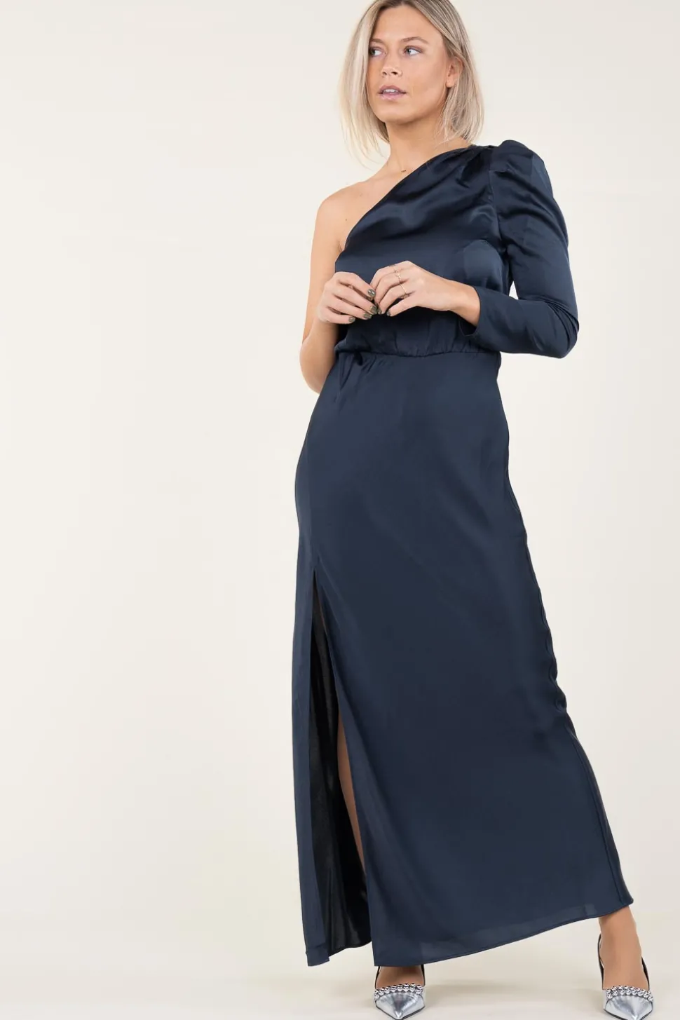 Satin One-Shoulder Dress Penrith | Blue... | Dante 6 | Little Soho