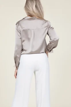 Satin Oversized Blouse Louda | Taupe... | Dante 6 | Little Soho