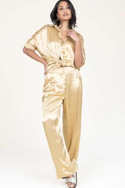 Satin Pants San Remo | Gold... | Greek Archaic Kori | Little Soho