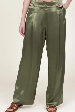 Satin Pants San Remo | Green... | Greek Archaic Kori | Little Soho