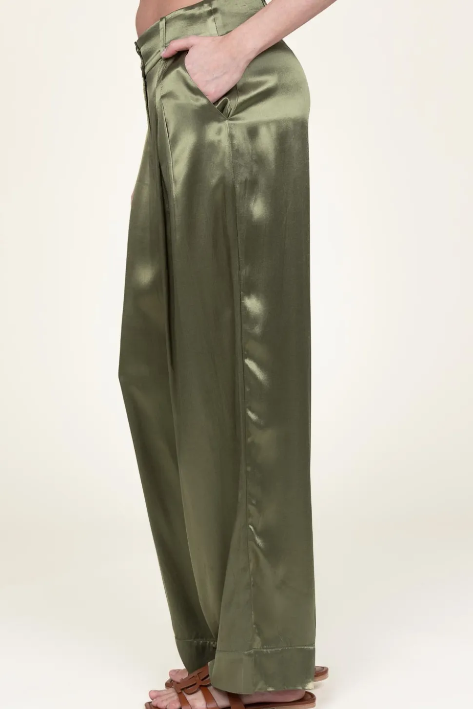 Satin Pants San Remo | Green... | Greek Archaic Kori | Little Soho