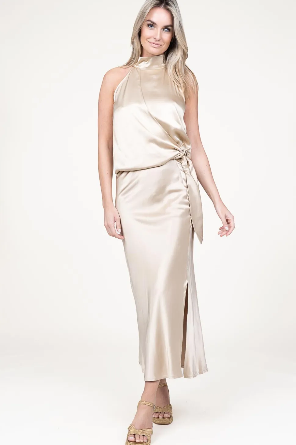 Satin Skirt Barcelona | Beige... | March23 | Little Soho