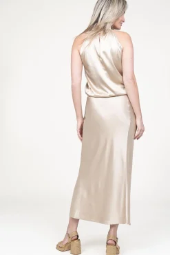 Satin Skirt Barcelona | Beige... | March23 | Little Soho