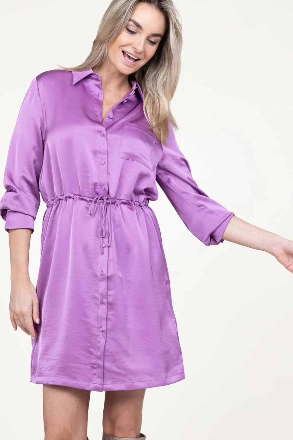 Satin Stretch Dress Nicola | Pink... | Dante 6 | Little Soho