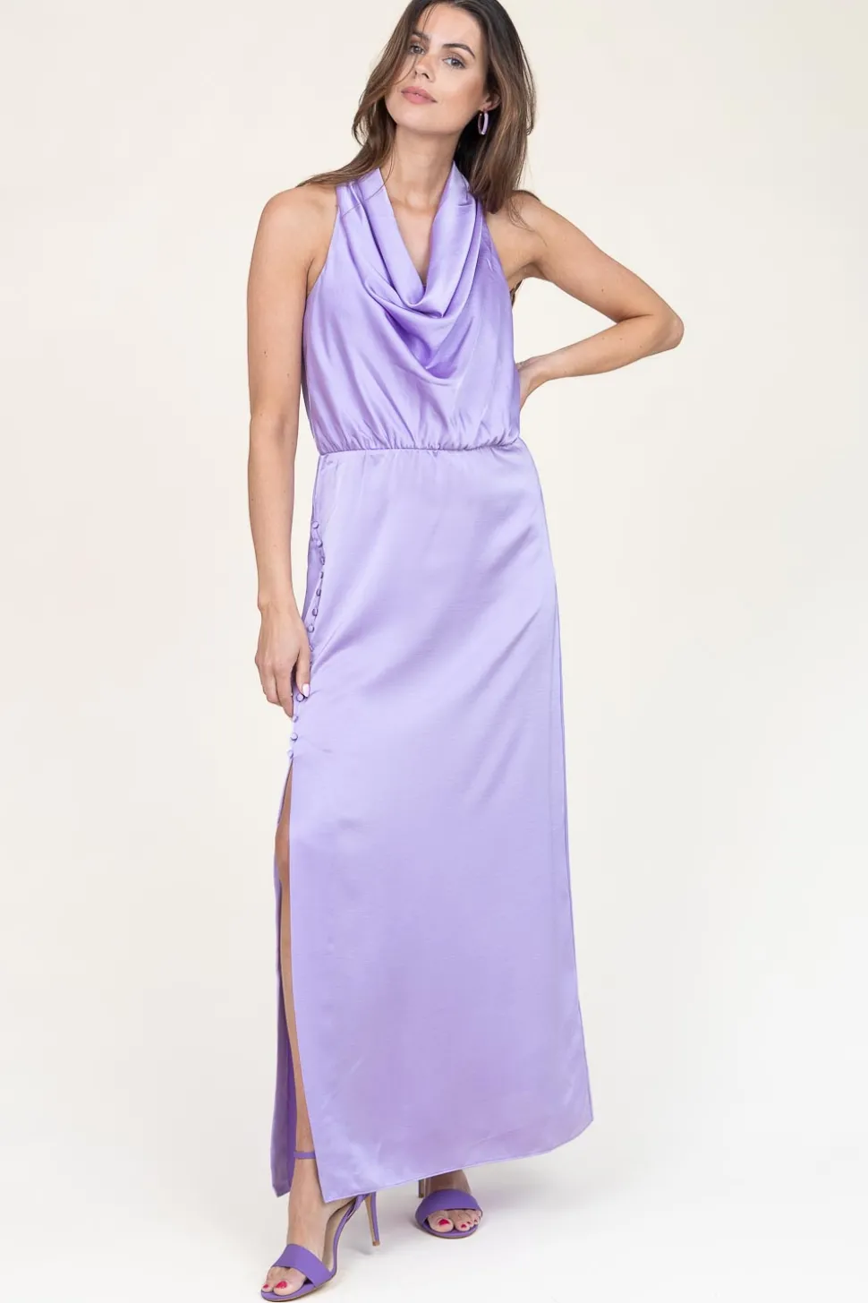 Satin Stretch Maxi Dress Marryme | Purple... | Dante 6 | Little Soho