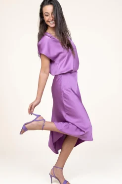 Satin Stretch Skirt Peppa | Pink... | Dante 6 | Little Soho