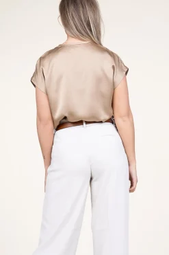 Satin Stretch Top Luiza | Beige... | Dante 6 | Little Soho